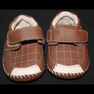 Size 3-6 Month Brown and Tan Crib Shoes